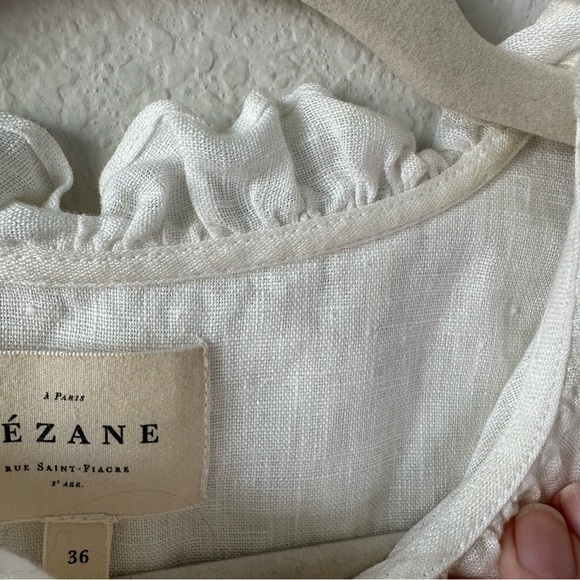 Sezane Khalie Linen White Button Down SZ EUR 36, US 4, S - Picture 4 of 7
